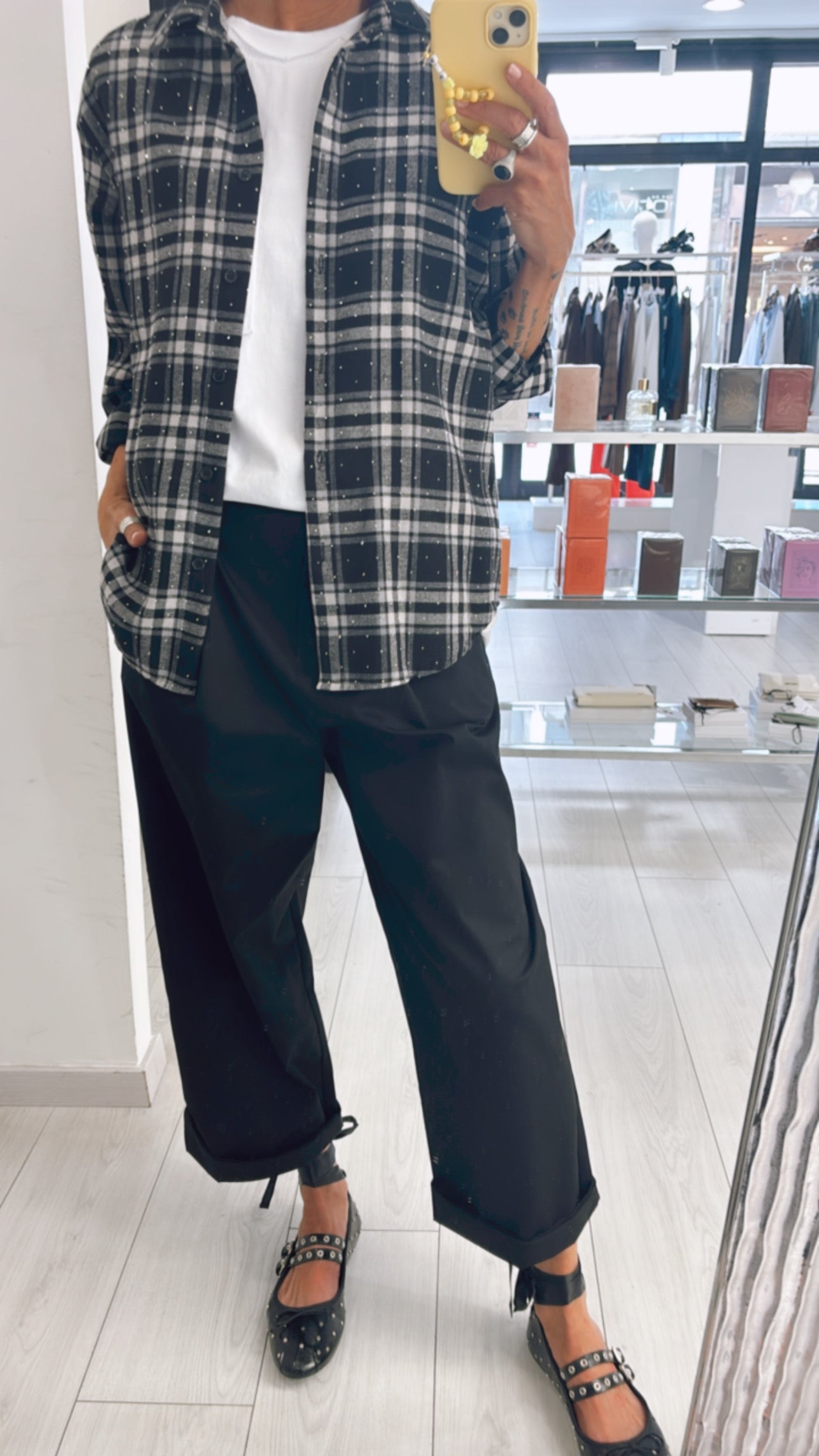 CAMICIA QUADRI STRASS