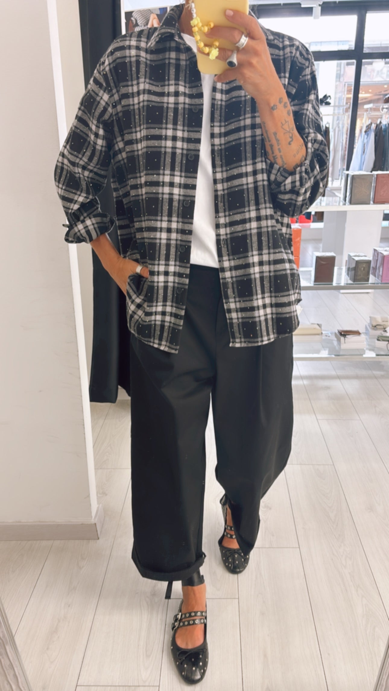 CAMICIA QUADRI STRASS