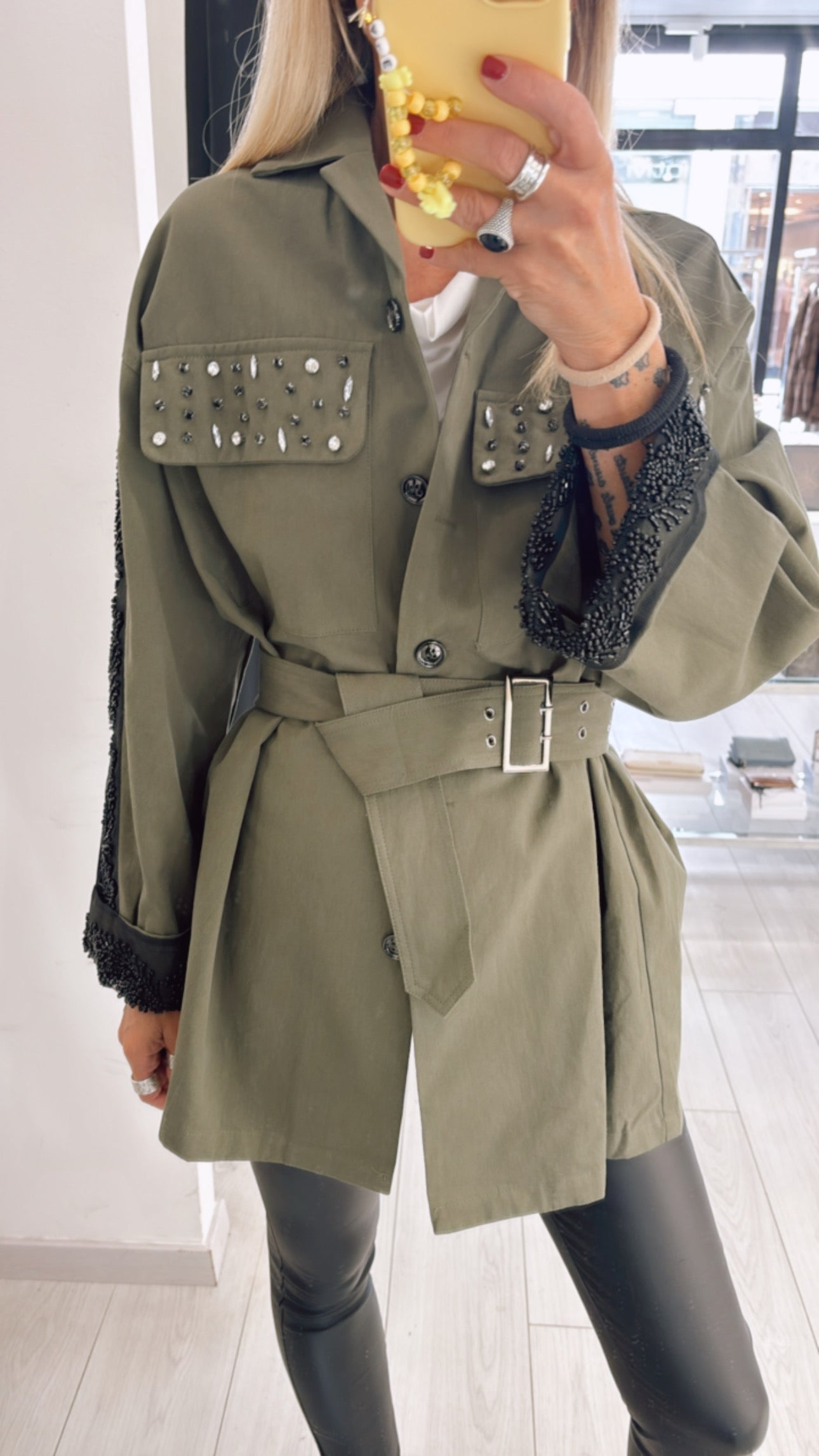 PARKA MILITARE STRASS