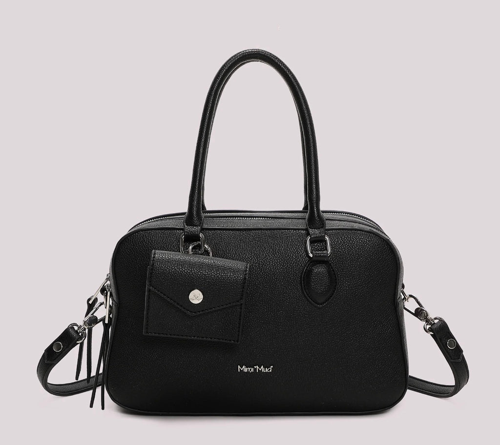 BORSA A SPALLA CON TRE ZIP E BORSINA IN MINIATURA