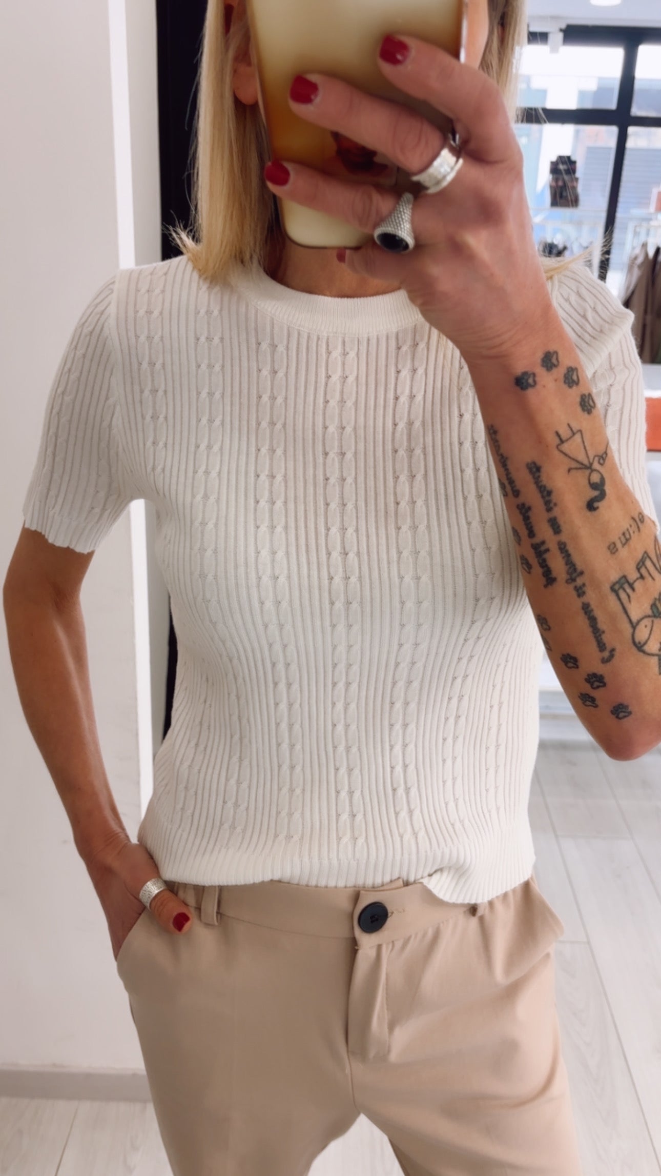 T-SHIRT TRECCE IN MAGLIA