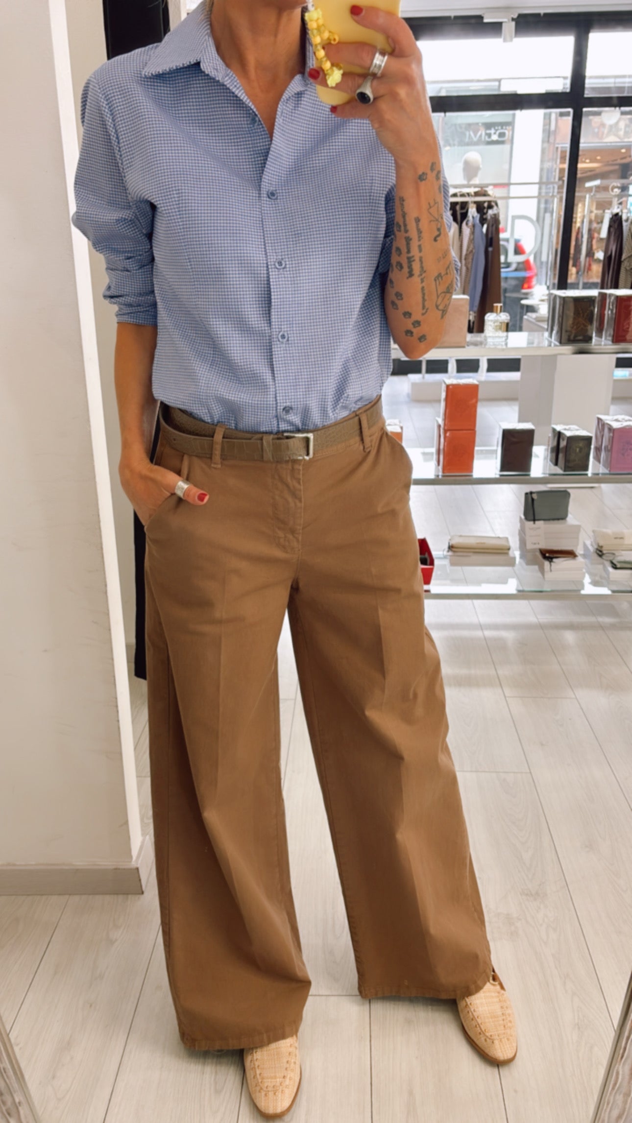 PANTALONE GAMBA LARGA IN COTONE