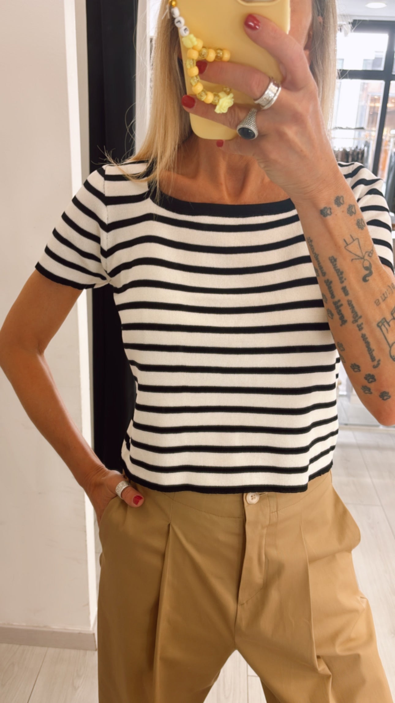 T-SHIRT RIGHE IN MAGLIA