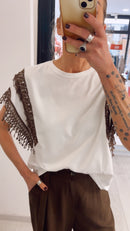 T-SHIRT PIZZO MARRONE