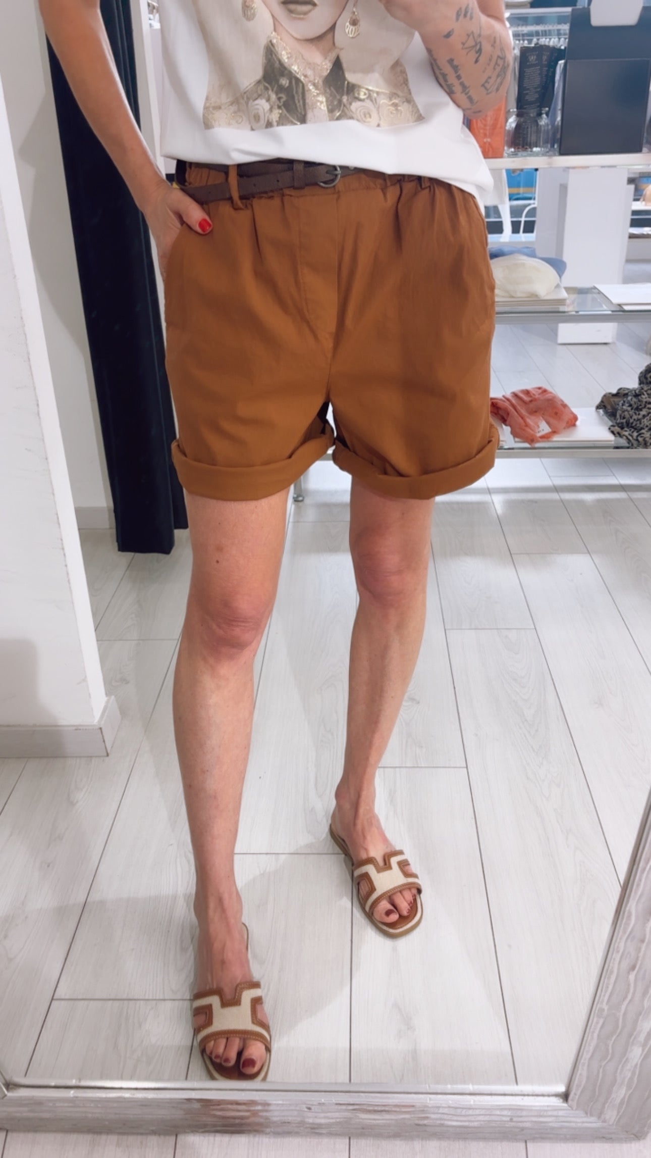 SHORTS IN COTONE CON CINTURA