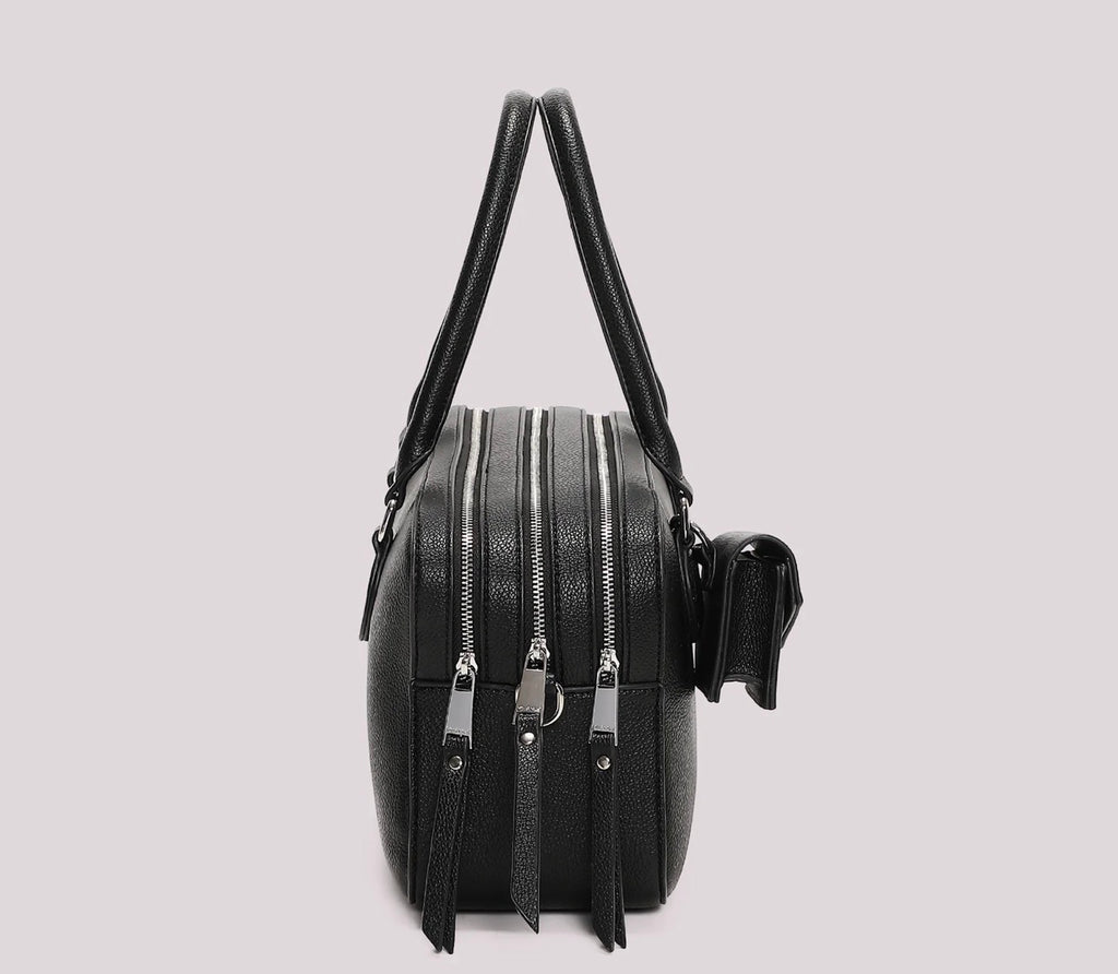 BORSA A SPALLA CON TRE ZIP E BORSINA IN MINIATURA
