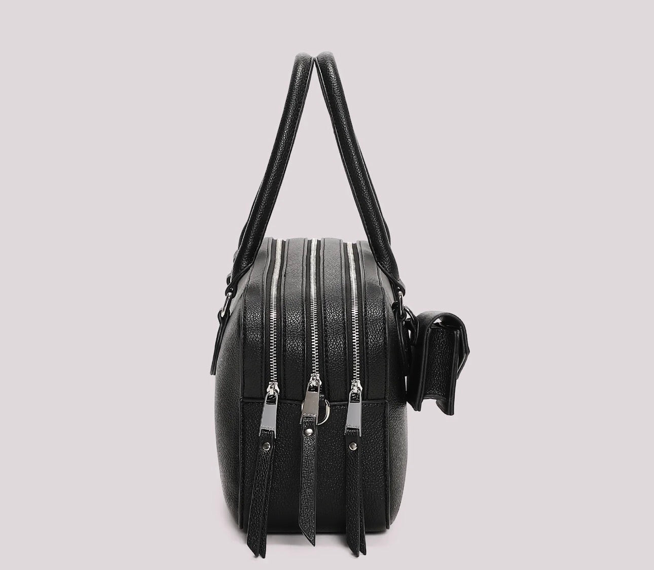 BORSA A SPALLA CON TRE ZIP E BORSINA IN MINIATURA