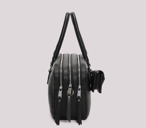 BORSA A SPALLA CON TRE ZIP E BORSINA IN MINIATURA