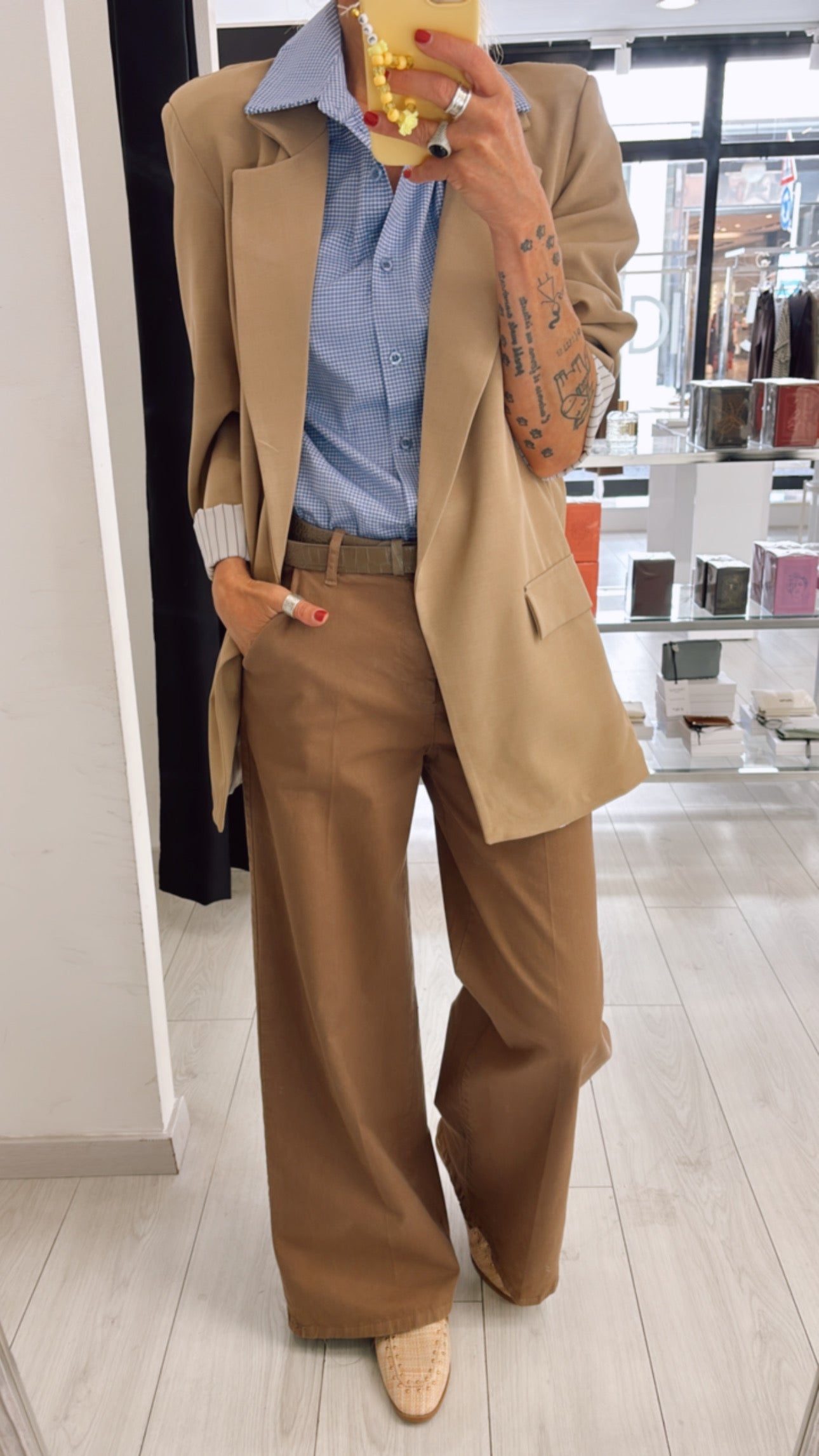 PANTALONE GAMBA LARGA IN COTONE