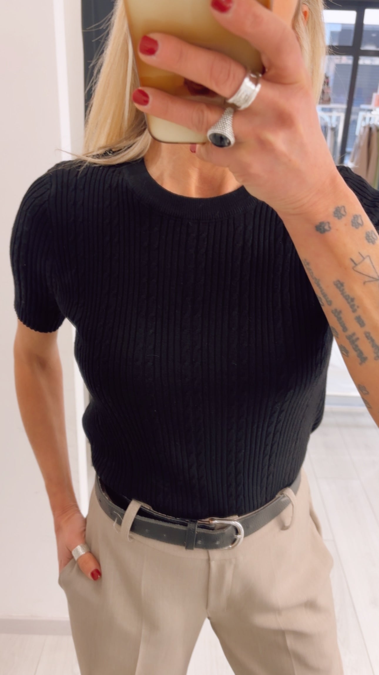T-SHIRT TRECCE IN MAGLIA