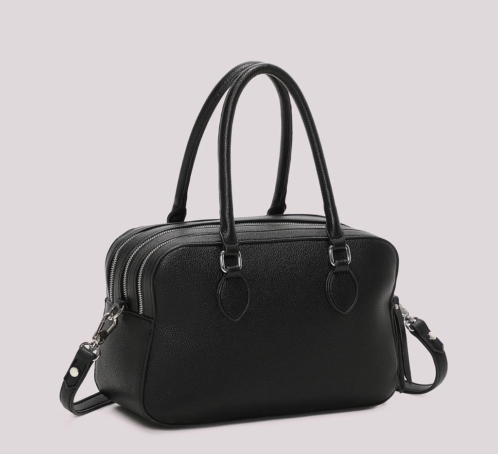 BORSA A SPALLA CON TRE ZIP E BORSINA IN MINIATURA