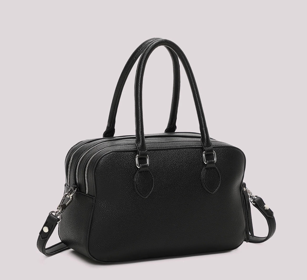 BORSA A SPALLA CON TRE ZIP E BORSINA IN MINIATURA