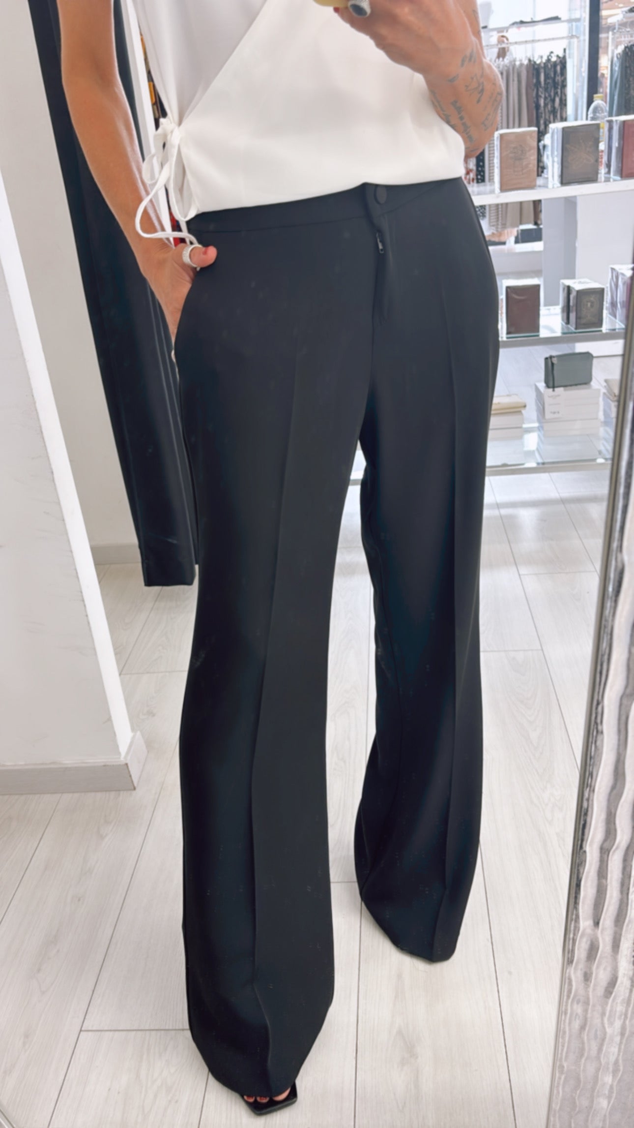 PANTALONE IN CADY GAMBA LARGA