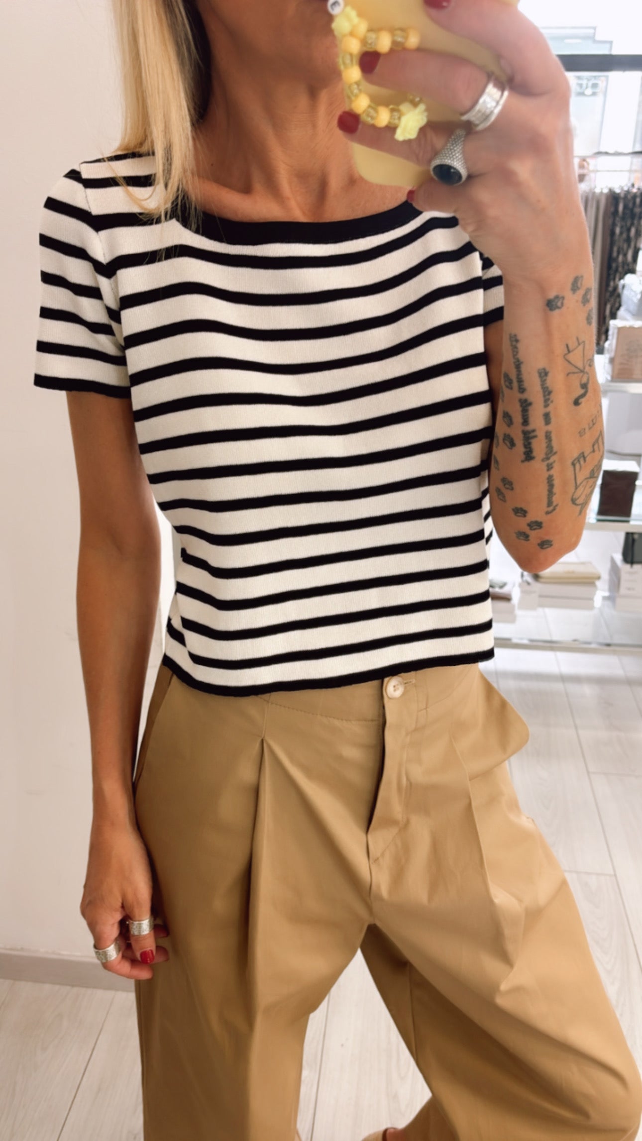T-SHIRT RIGHE IN MAGLIA