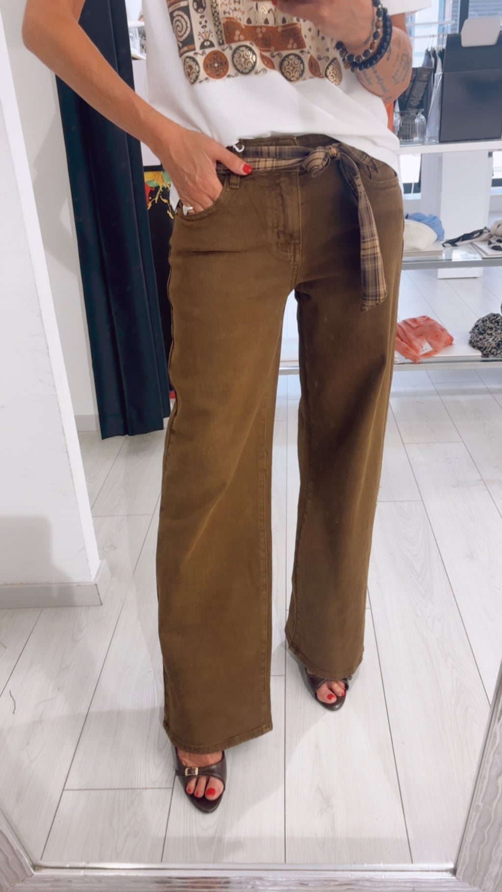 PANTALONE WIDE LEG IN COTONE