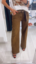 PANTALONE WIDE LEG IN COTONE