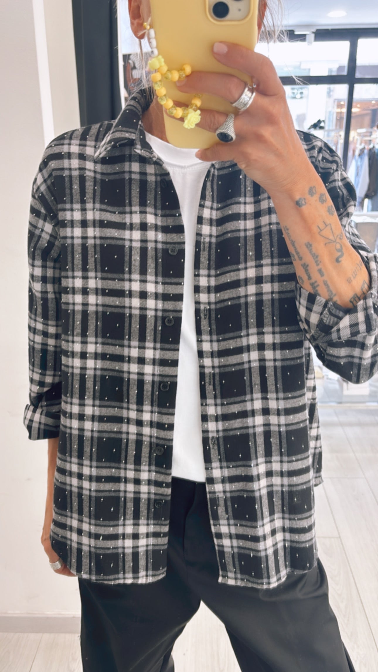 CAMICIA QUADRI STRASS
