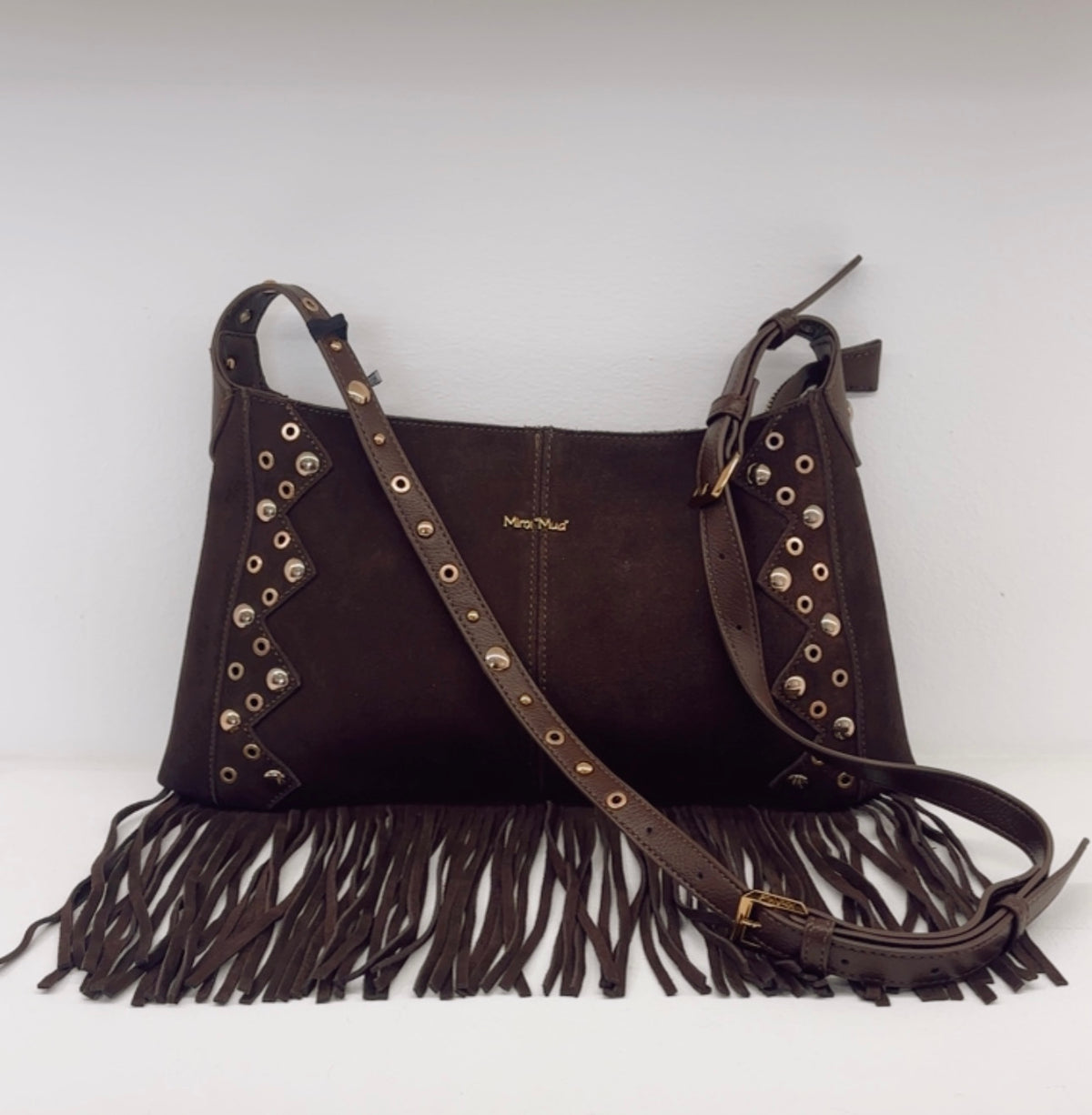 BORSA A TRACOLLA CON FRANGE E BORCHIE