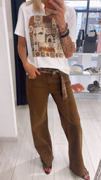 PANTALONE WIDE LEG IN COTONE