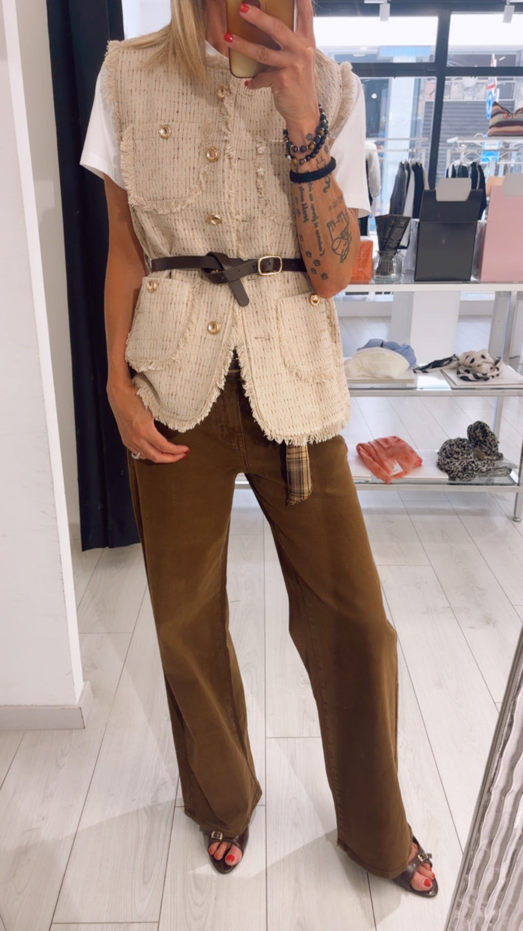 PANTALONE WIDE LEG IN COTONE