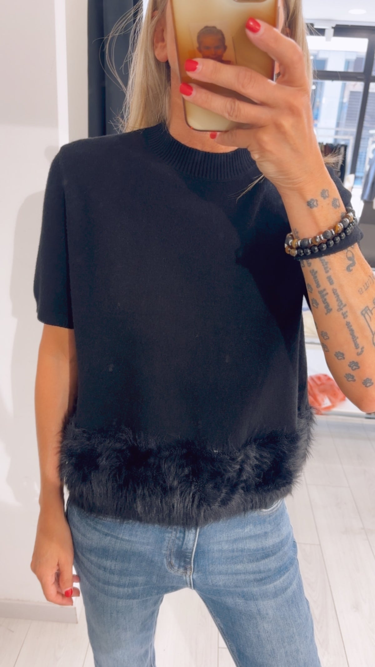 SOTTOGIACCA IN MAGLIA CON ECOPELLICCIA